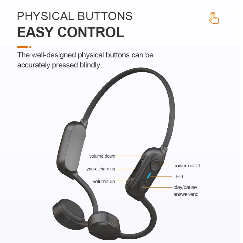 Outdoor Sport Running Stereo Microphone Earphone Bone Conduction Speakers Bluetooth Wireless Running Headphone