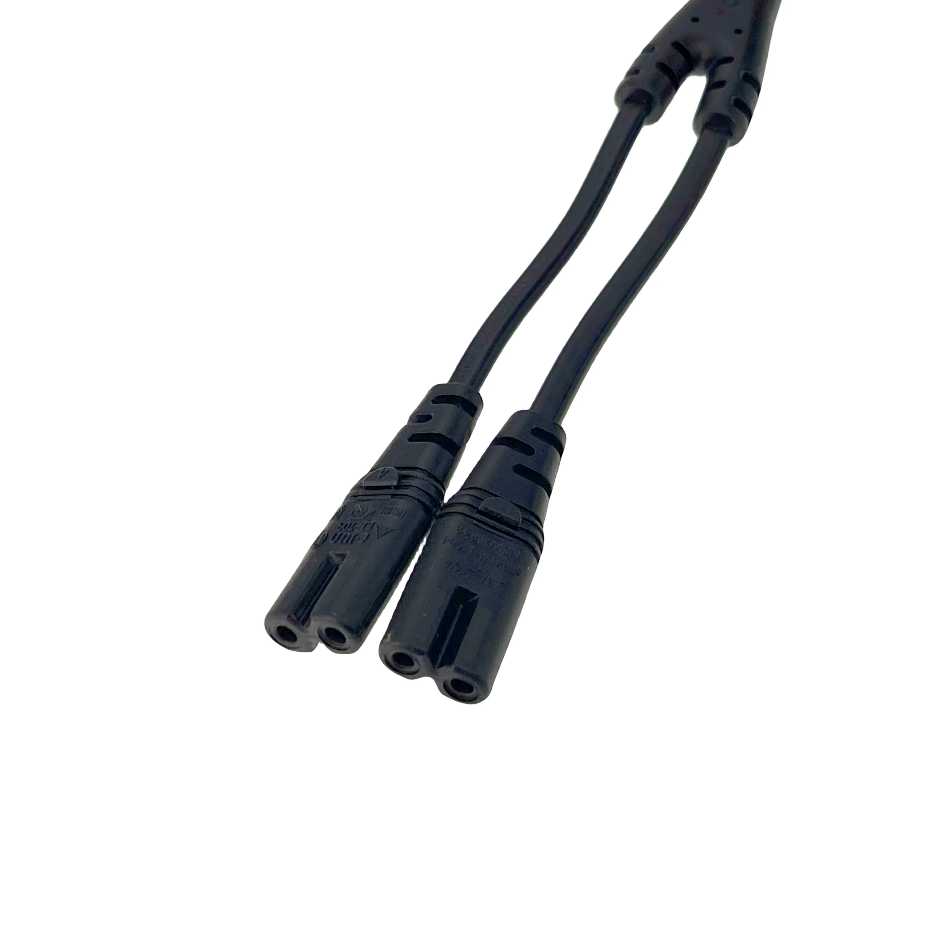 2 Ways C7 to C8 power cable with 0.28m 10A250V female to male two jack extension power cord Current separator cable