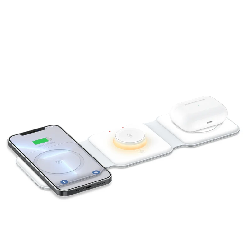 Magnetic Foldable Desk Phone Charger For iPhone series 15W Fast Charging Wireless Charger with lamp