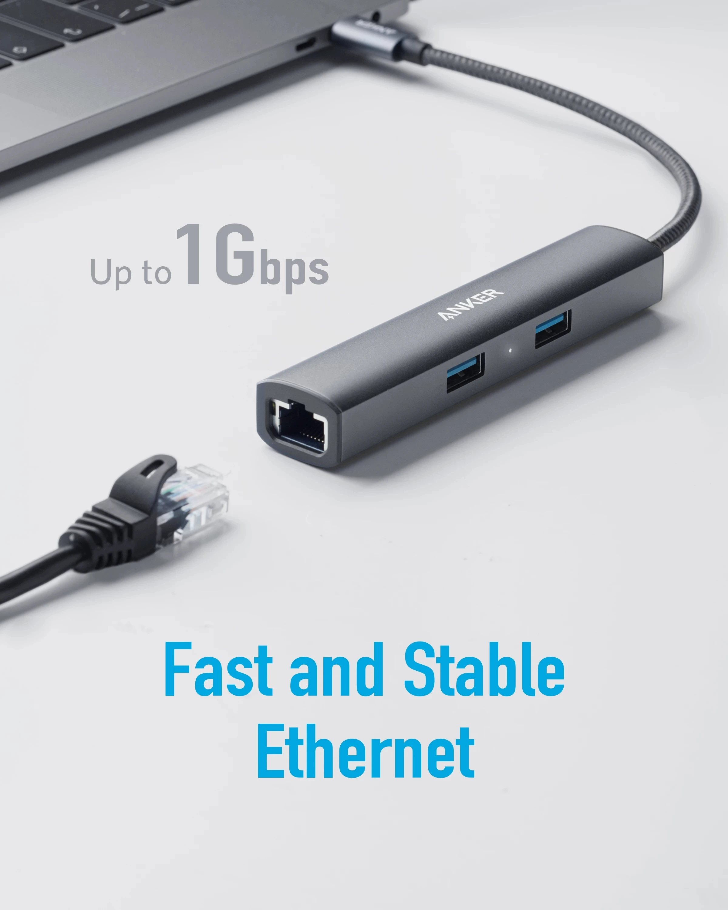Anker usb hub адаптер 5 в 1 с 4K кабель-Переходник USB C на HD-MI type-c концентратор порт Ethernet 3 портами (стандарт порты для macbook pro pc