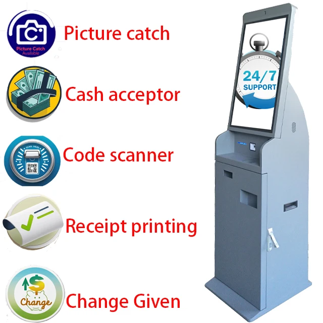Touch screen payment kiosk accept cash ATM machine prices as foreight currency exchange kiosk