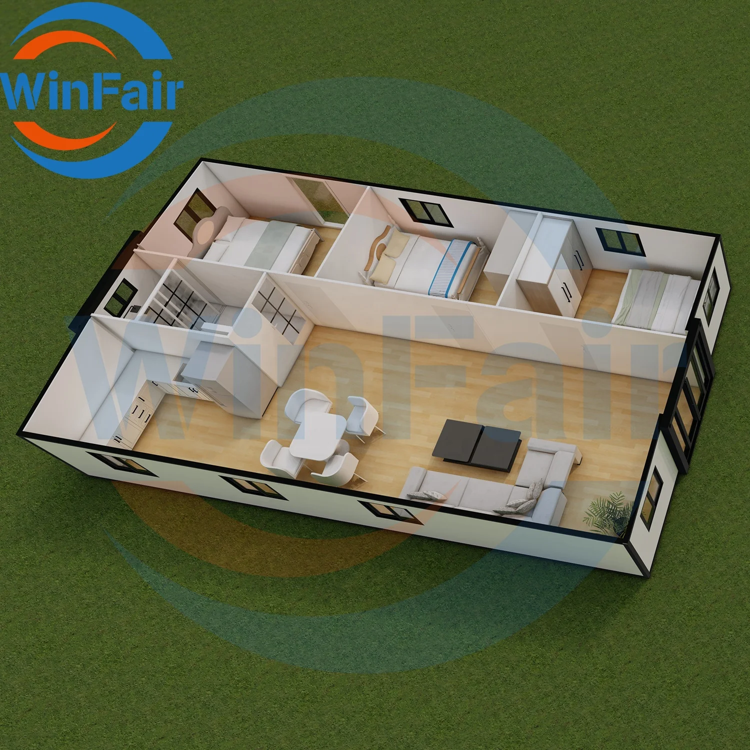 WinFair 40 Foot Foldable Portable Mobile Expandable Prefab House Luxury 3 Bedroom Home Modelar Container House With Restroom