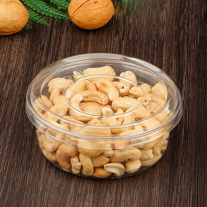 China Factory Round Disposable Transparent PET  Plastic Fruit Box Food Take-Away Box Lid Recyclable Sealed Food Container