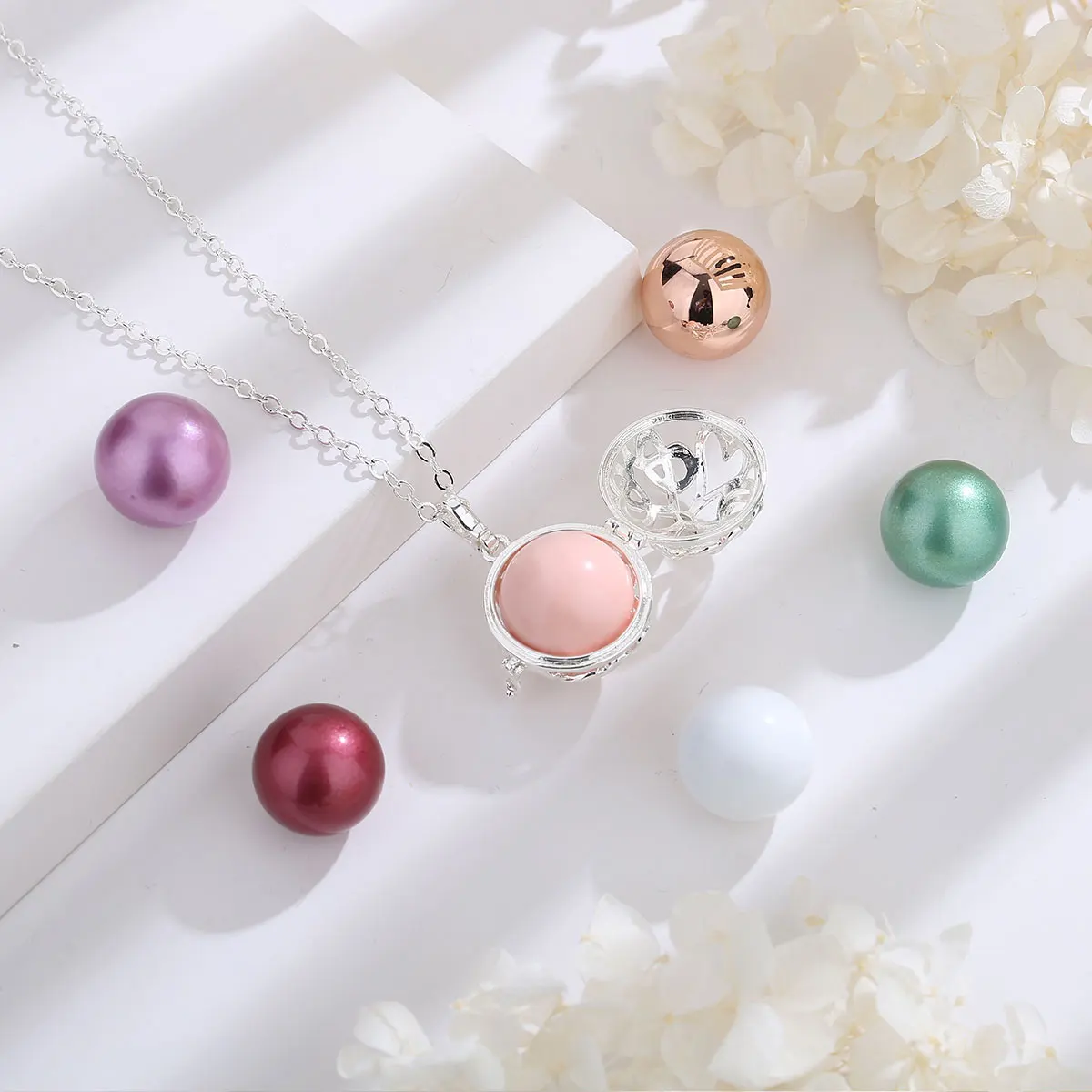 Changda Cubic Zirconia Pregnancy Llamador De Angeles Chime Ball Harmony Ball Angel Chime Caller Musical Necklace