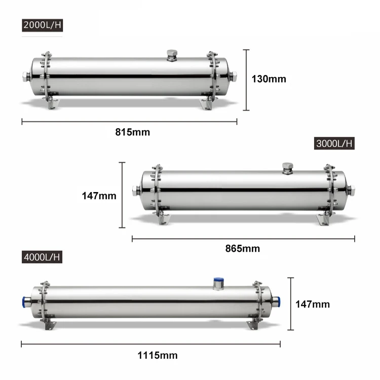 1000 L/H whole house water purifier treatment SS 304 housing PVC washable Membrane Stainless steel UF Water Filter for home