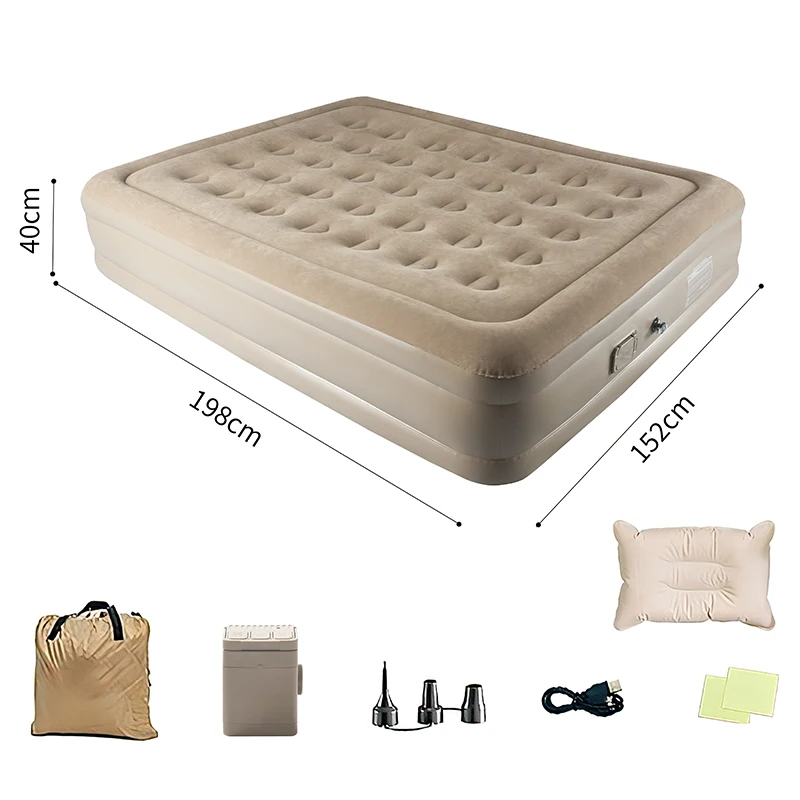 Portable Folding with carry bag Rechargeable Air Mattress with Built in Pump Twin Size Outdoor Camping Hiking Inflatable Air Bed