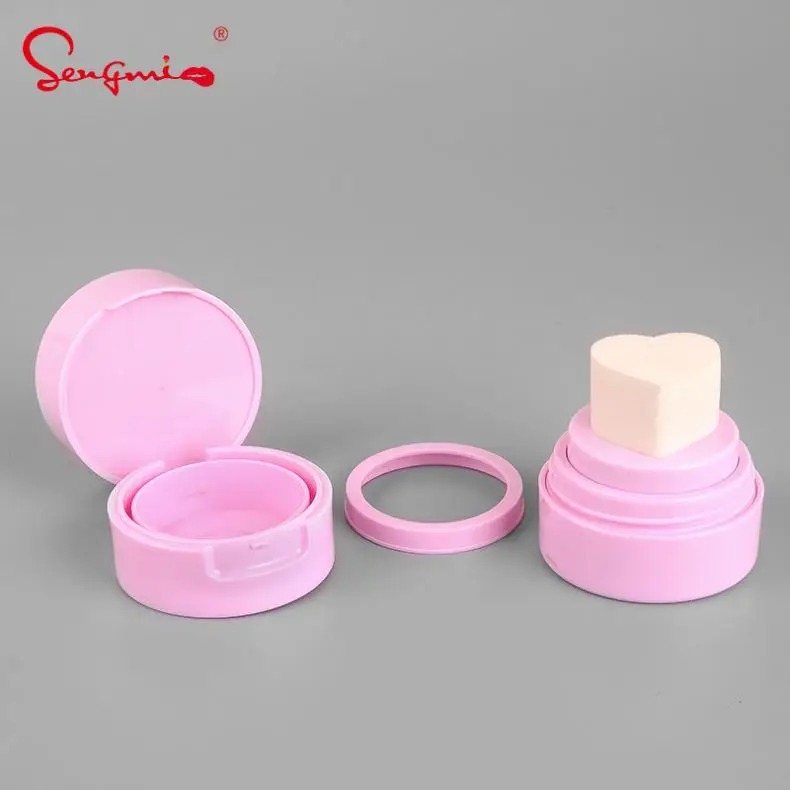 Unique Cute Heart Shape Stamp Blusher Case Air Cushion Blusher Container Case with Heart Sponge Puff