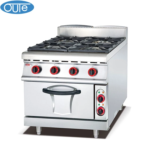 (#700)Industrial Freestanding 4 Burners Gas Range Cooker With Electric Oven(OT-878-4D)