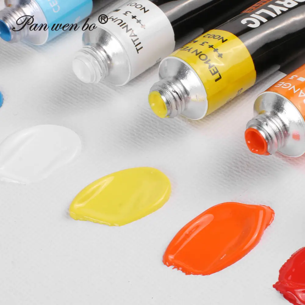 Panwenbo Acrylic Paint Set 24 Colors Non-Toxic Acrylic Color Paint Wholesale Acrylic Paint Tube With Brush,Canvas and Palette