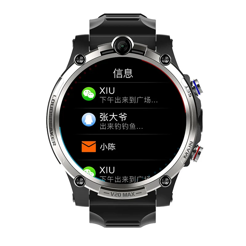 New V20 4G smartwatch 1.6 inch full touch screen SIM card 128G memory smart watch sports fitness watch with dual cameras