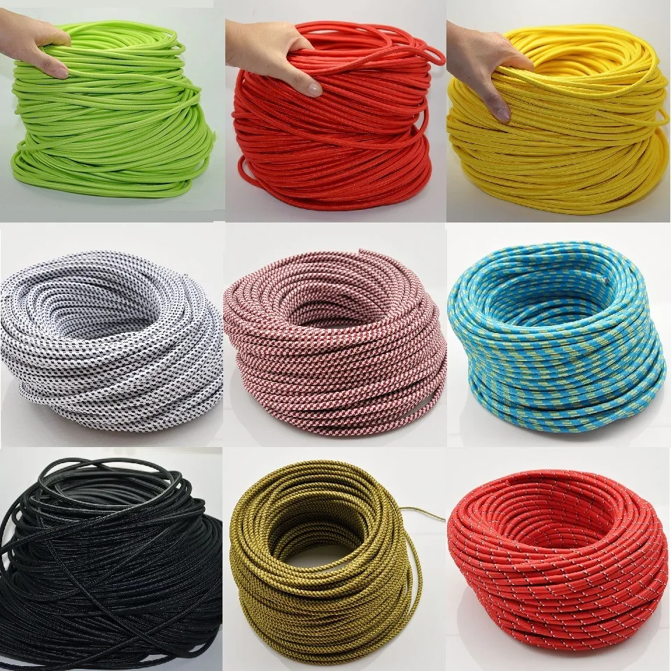 Decorative Wires Electric Cord Fabric Cable Cotton Textile Cable Braided Electrical Wire For Vintage Edison Pendant Lighting
