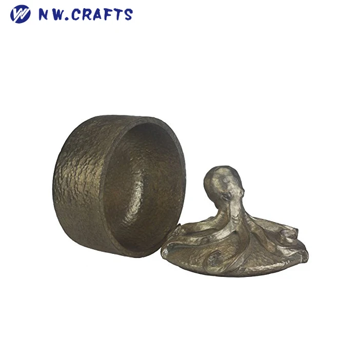 Resin Metallic Imitation Octopus Sculpture Keepsake Decorative Jewelry box Decoration
