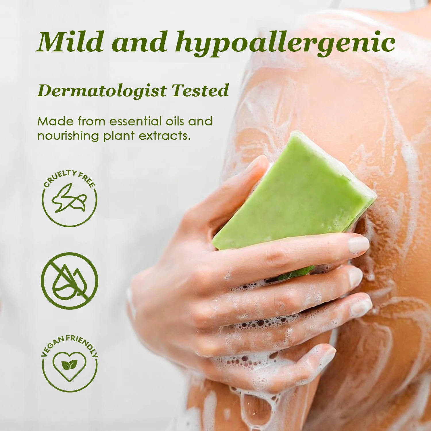 Custom Logo Olive & Shea Butter Green Tea Soap Lightening Exfoliating High Quality Hand Made Organic Soap Bar Handmade