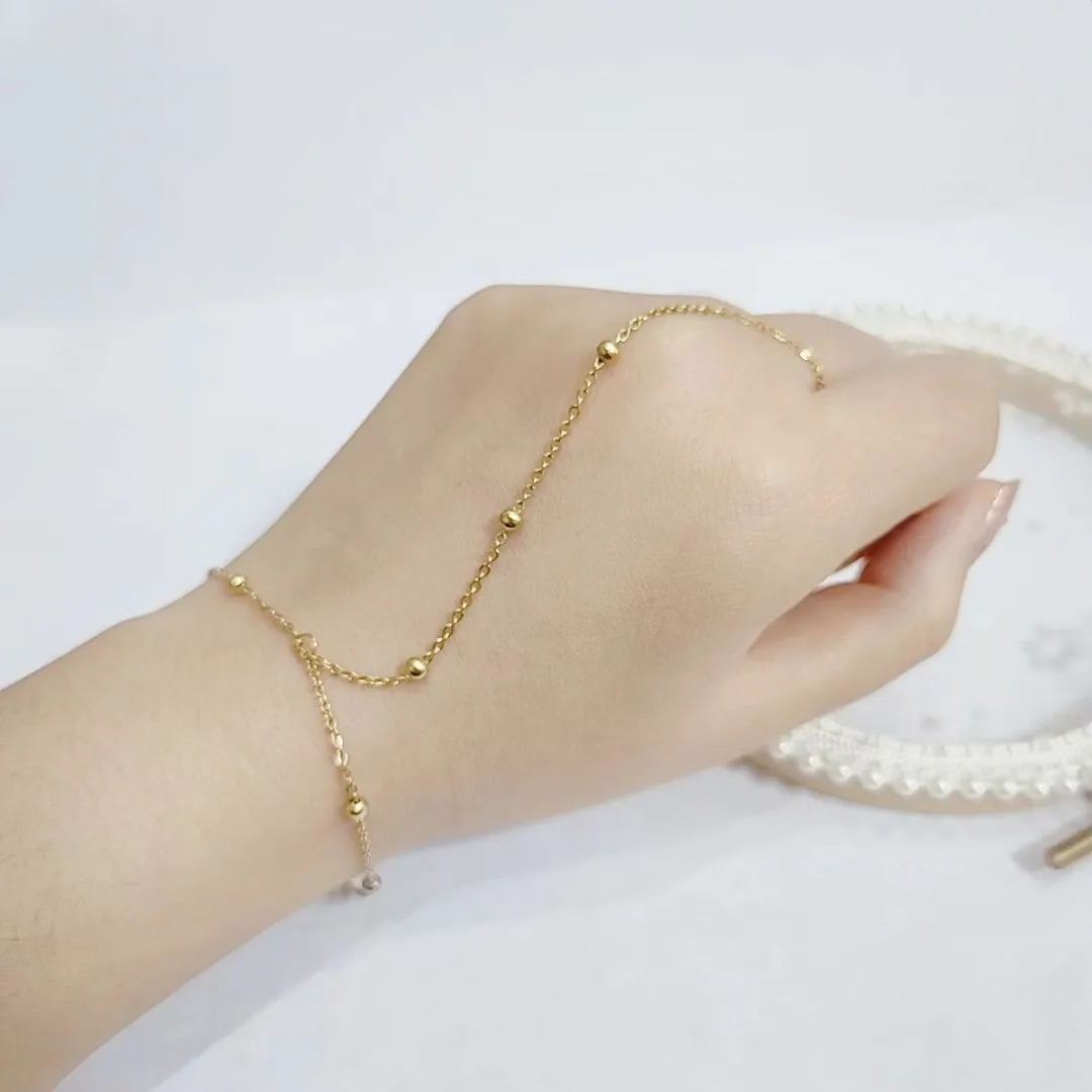 2 pieces harness chain gold plated bracelet ring hand chain