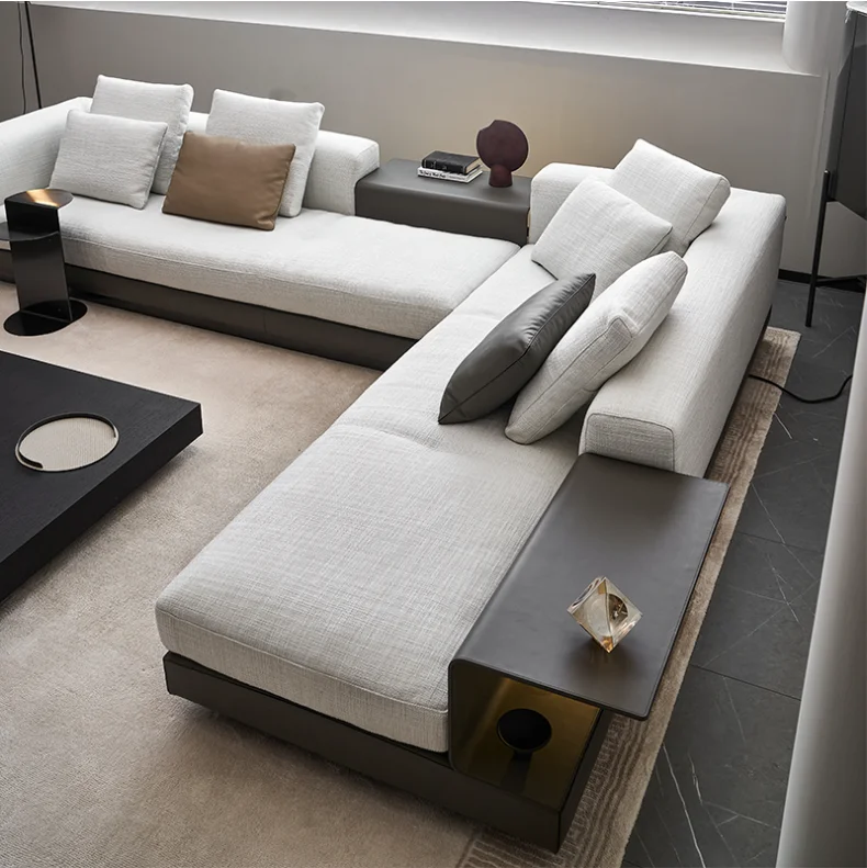 Hot selling modern living room linen fabric l shape sofas set furniture living room italian luxury sofa