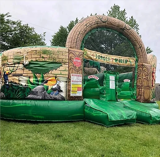 Inflatable Green Forest Obstacle Commercial Obstacle Game Inflatable Trampoline Small Slide