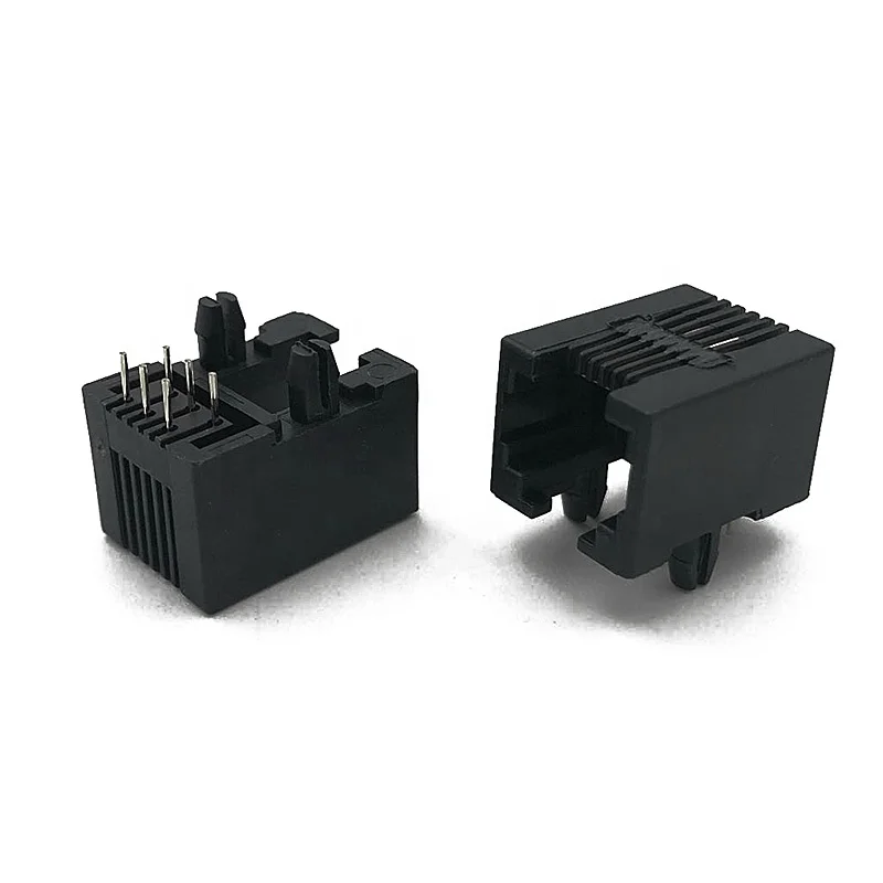 5321 Factory in stock PBT Black RJ25 6P6C Female Modular Jack   6Pin DIP Connector  Depth 18mm Right Angle  RJ11 Socket