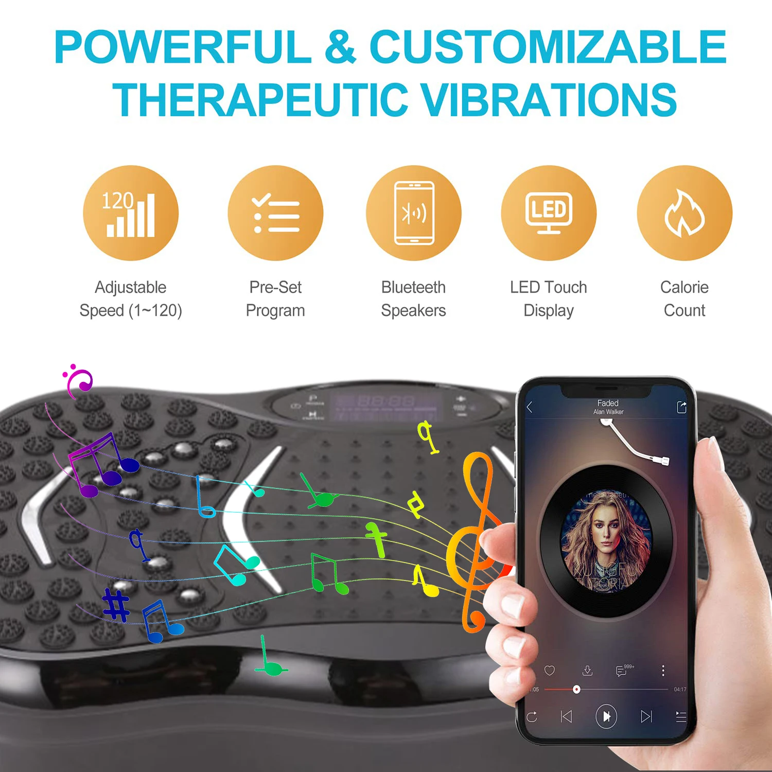 3D Whole Body Vibration Plate Exercise Machine Workout Fitness Platform with Silent Motor Speed Control for Home