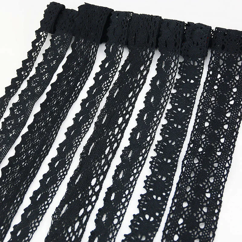 Cotton Embroidered Trim Sewing Handmade Craft Ribbon Materials Black Lace Fabric