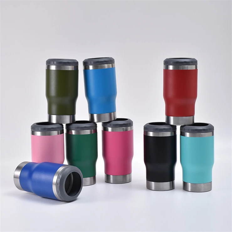 HAHA 14oz coffee mug with new lid Stainless Steel Can Bottle , 14oz Two-Way Lids Insulated Can Cooler, 4 in 1 can cooler