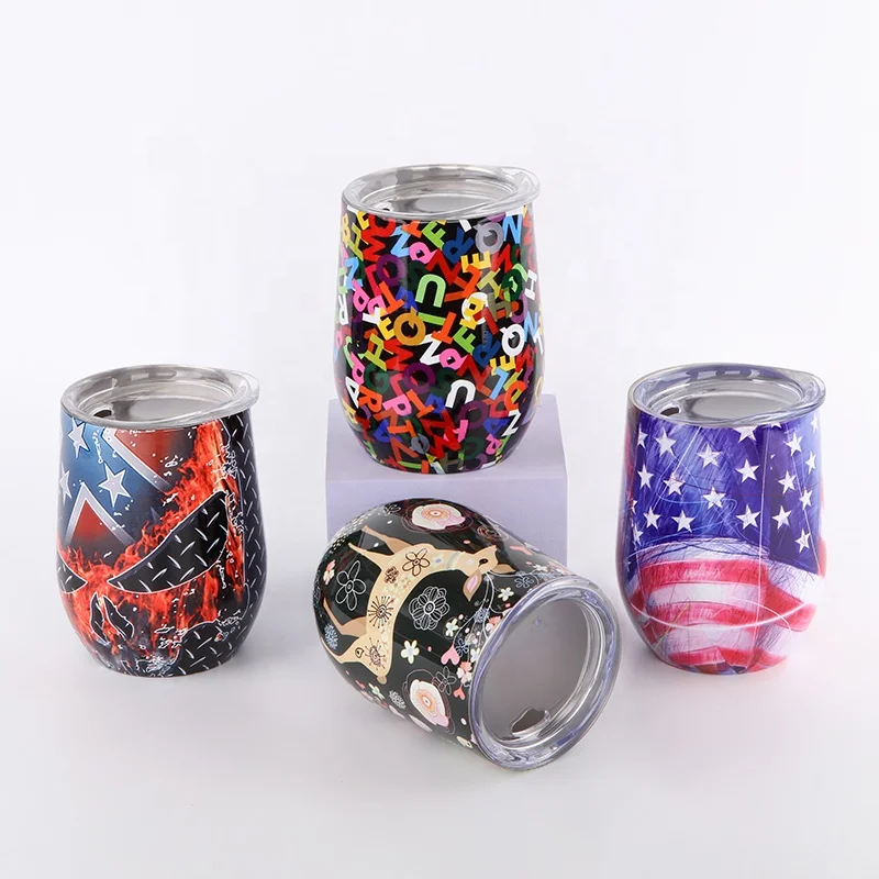 Sustainable Eco Friendly Products Stainless Steel 12oz Wine Tumbler Double Walled Egg Shape Cup Football Beer Mug Customizable