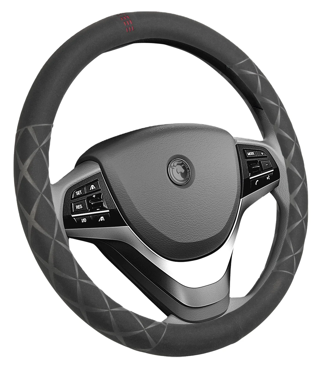 MELCO 24106 WH 15-inch Non-Slip Car Interior Fitting Car Suede PU Leather Universal Fit Alcantara Sports Steering Wheel Cover