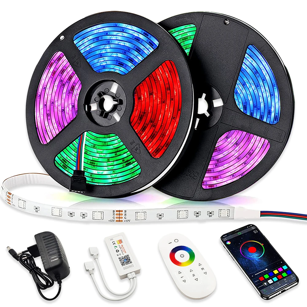 Home Brighter 5m 10m 16 Million Colors Alexa Phone App Controlled Music Lamp Smart Wifi 5050 Rgb Led Smart Strip Lights For Home
