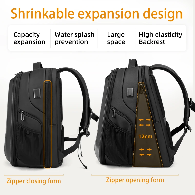 FENRUIEN Hardshell Backpacks Private Label Expandable Notebook Bag Business Travel Laptop Backpacks with Usb Connector