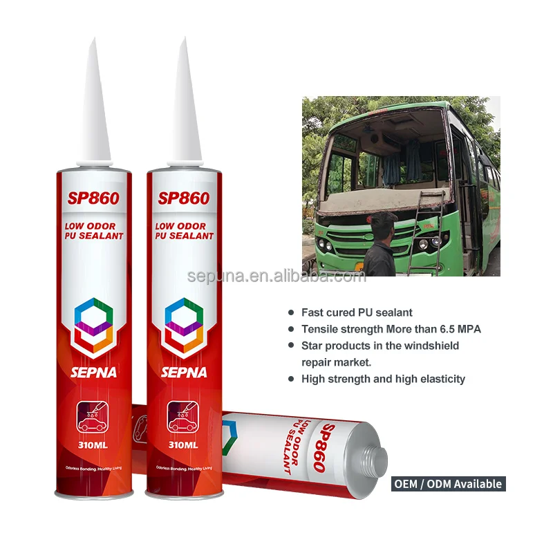 SP860 single package fast curing pu windshield urethane bonding sealant adhesive for truck glass windscreen repair installing
