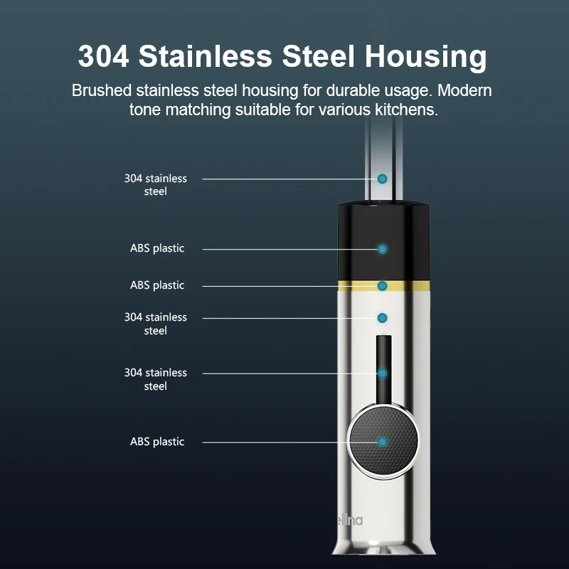 Briwellna Instant Hot Water Faucet 3.2kW Stainless Steel 304 Instant Water Heater Tap for Kitchen with Digital Display