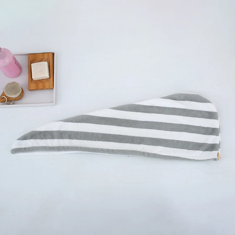 Absorbent custom logo hair dry turban towel with button