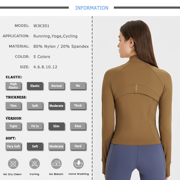 Female Lulu Sports Workout Wear Clothes Zip Up Quick Dry Gym Running Long Sleeve Top Custom Women Yoga Jacket