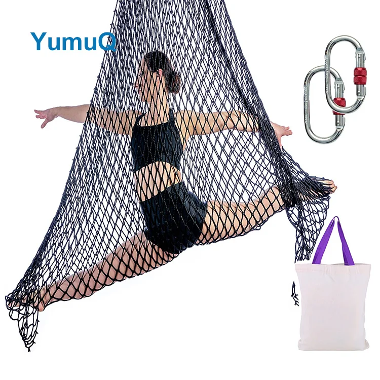 YumuQ Synthetic Silk Portable Aerial Yoga Therapy Bed Flying Swing Hanging Hammock Set Sling For Antigravity