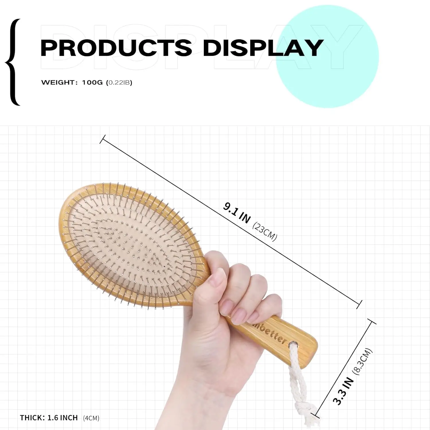 Factory Price Bamboo Paddle Metal Bristle Hair Brush Wig Brush Metal Tooth Pins Cushion Hair Extension Brush with Logo