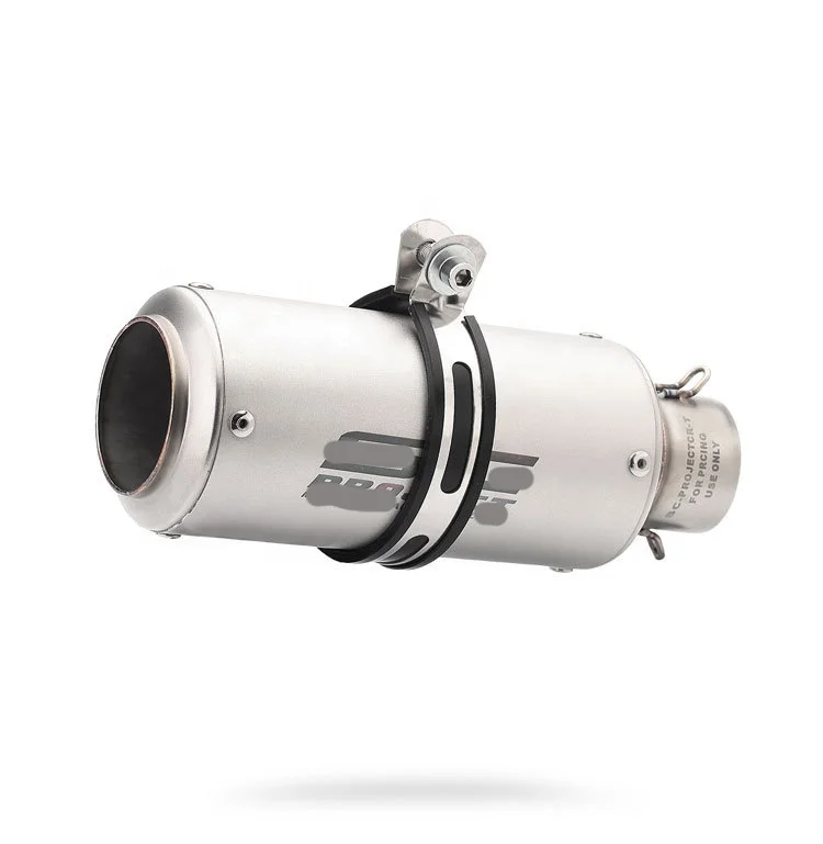 REALZION Motorcycle Exhaust Muffler Chrome Stainless Steel Carbon Fiber Modified Pipe For Universal