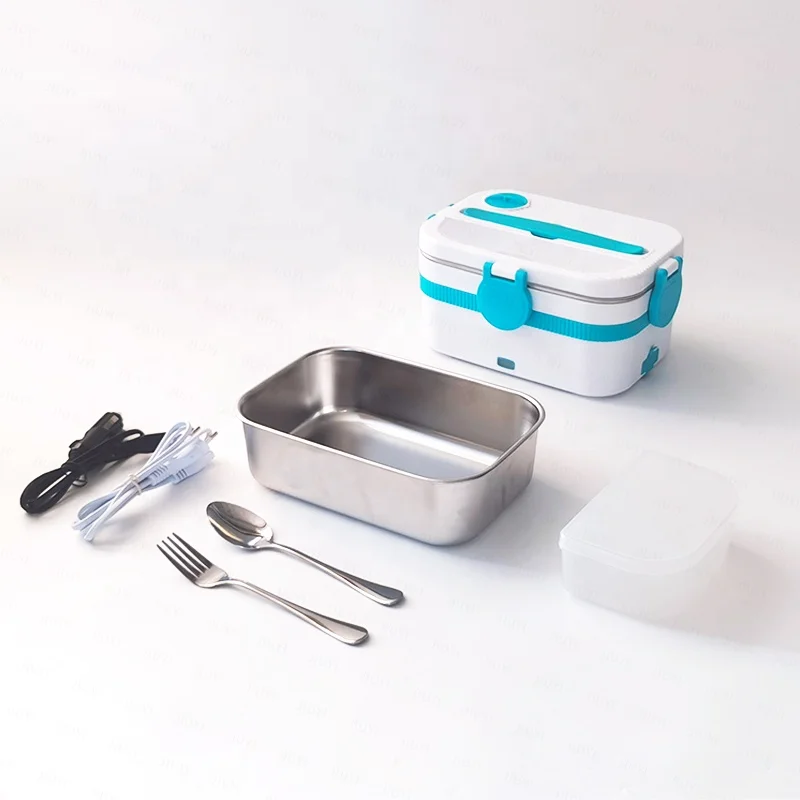 12V 24V 110V Hot Heating Stainless Steel Food Heater Container Insulated Lunch Box 3 in 1 Electric Lunch Warmer For Car Truck