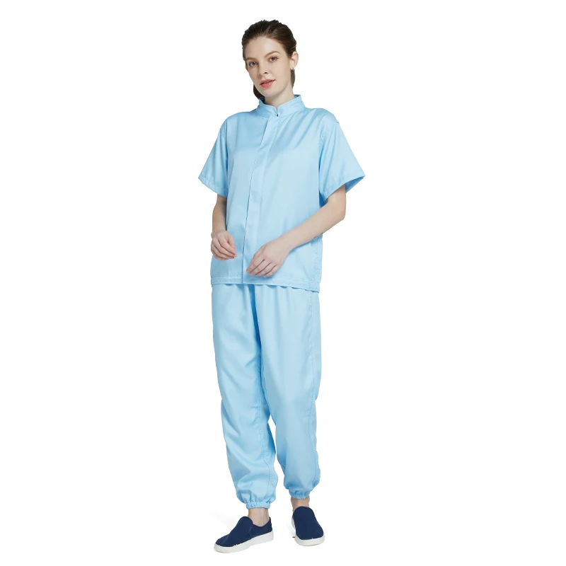 H-1106WF Short sleeve and long Sleeve Reusable Cleanroom Work Food Factory Uniform Clothes for Mills