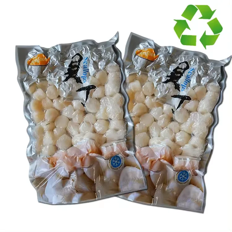 Custom printed high barrier eco-friendly recyclable PVA coating PE laminated vacuum seafood packaging pouch