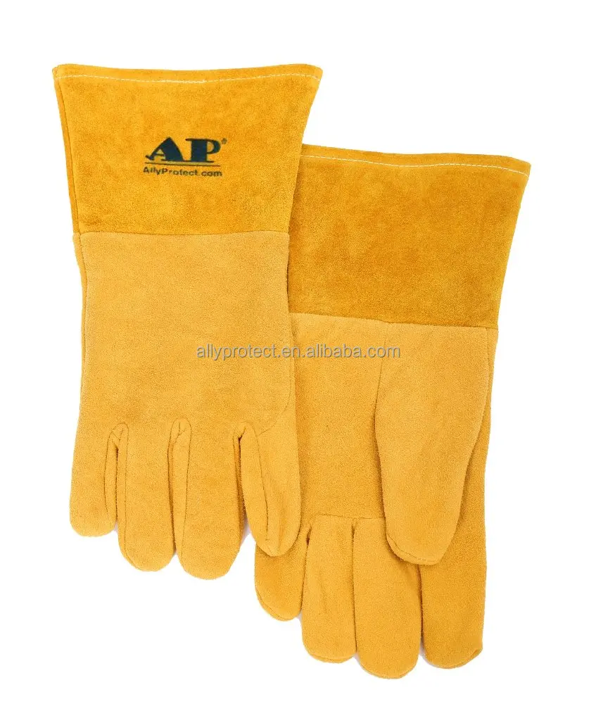 AP-2327 комфорт и fexibility Сплит Оленьей Перчатки и MIG/TIG сварочные перчатки для аргонной сварки безопасности износа