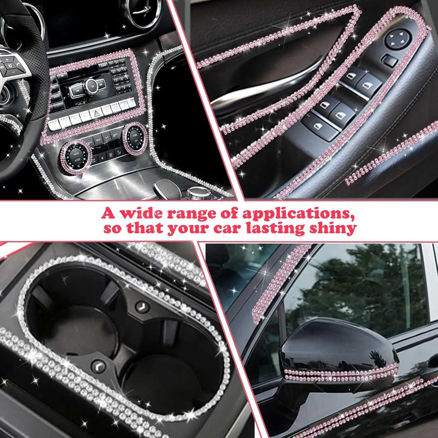 Bling Car Trim Self Adhesive 16.4Ft Rhinestone Car Accessories Interior Exterior Decoration Decorations Door Stickers