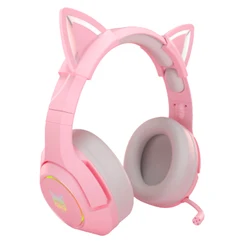 Hot sale ONIKUMA K9 Pink HiFi 3.5mm Wired Gaming Cat Ear Headset with Microphone for Computer for the cute girl.