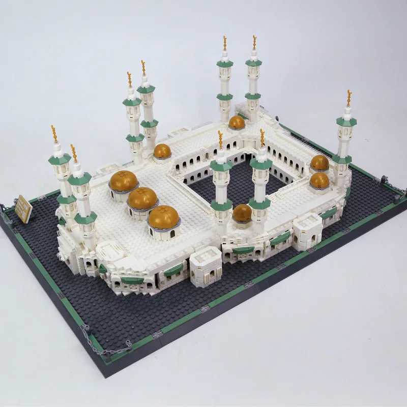 6220 Great Mosque of Mecca Saudi Arabia World Architectural Street Scene Attractions Model Kids Building Block Plastic Toys Set