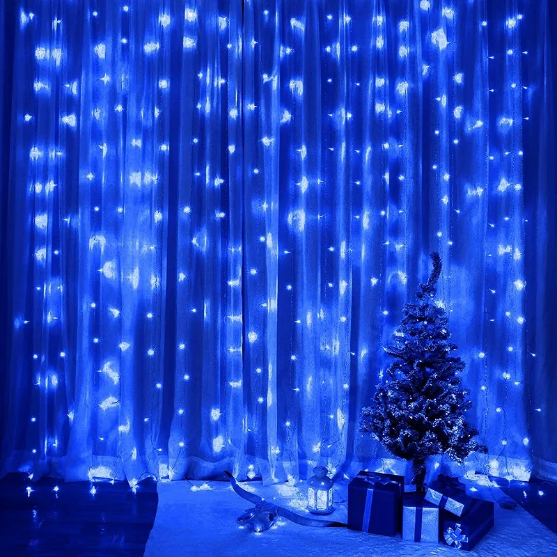 Party Decoration Window 3M*3M USB Powered 8 Modes 300 Led Fairy String Curtain Wall Light For Room