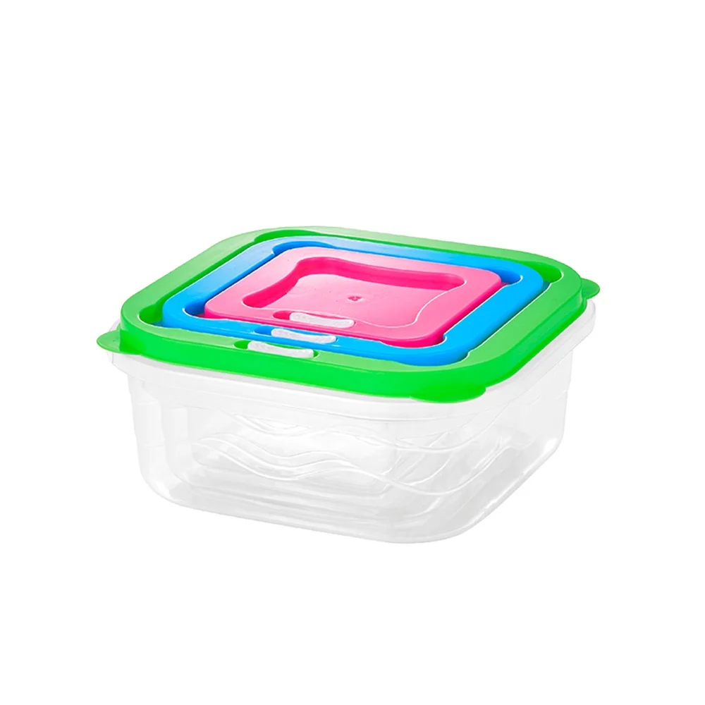 3 size customized clear rainbow plastic food container with lid