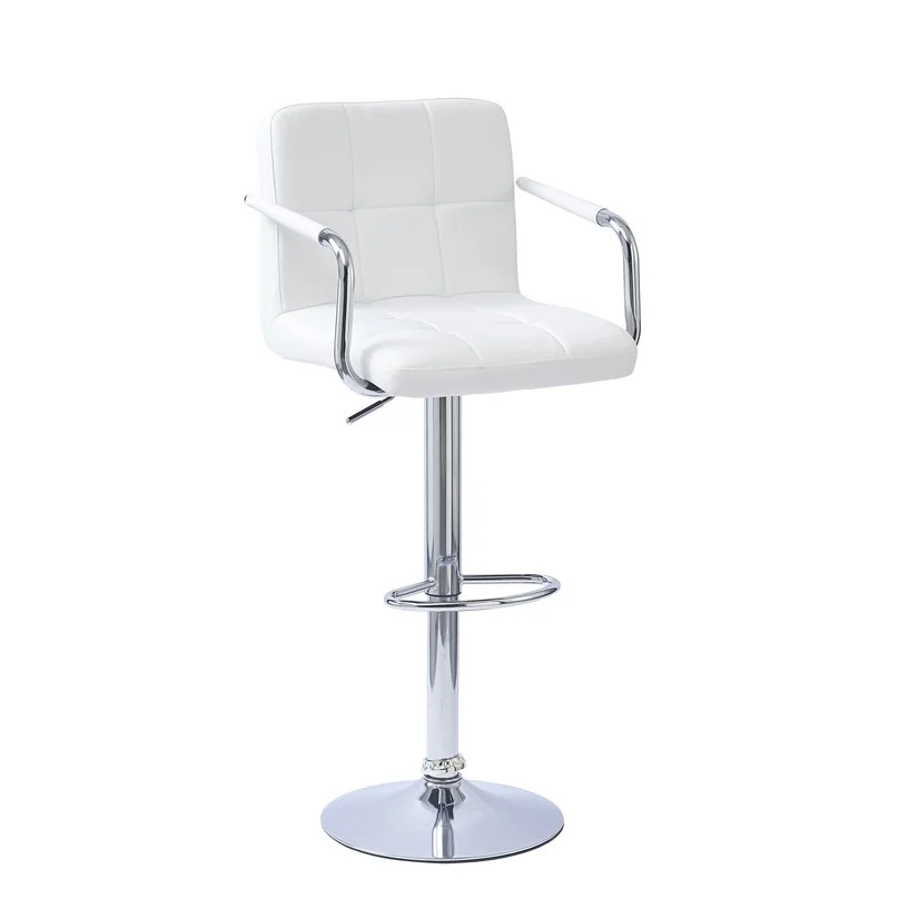 Customized High Quality Height Adjustable Swivel Leather Bar Stool With Armrest