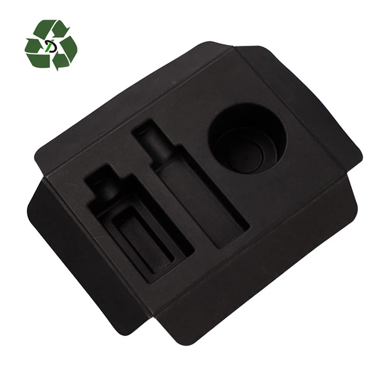 Factory price black cosmetics skincare insert sugarcane gift biodegradable recycled molded paper packaging pulp