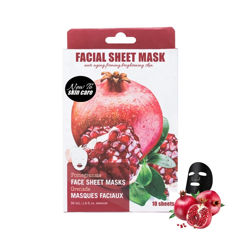 
2021 New Korean Style Face Care Pomegranate Antioxidant Anti Ageing Soothing Hydrating Facial Sheet Mask 