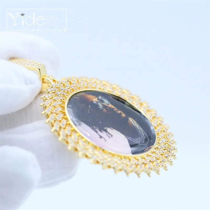 Hip hop photo memory medallions necklace men round sublimation jewelry blanks custom picture 38mm 45mm photo pendant
