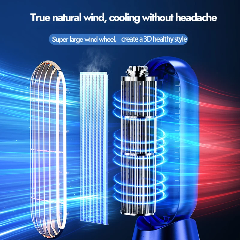 2023 New Arrival Home Office Use Desk Electric Fan Strong Wind Cooling USB Wireless Rechargeable Tower Fan