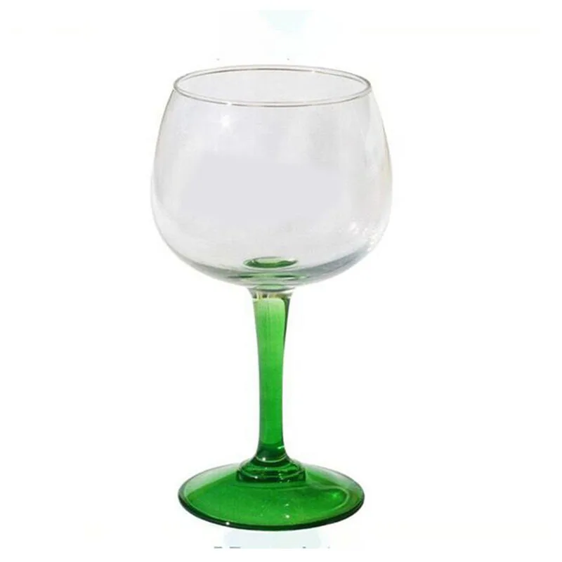 Custom logo juice cocktail green stem engrave transparent acrylic wine goblet cup plastic gin glass